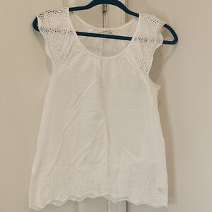 Banana Republic White Eyelet Cap Sleeve Blouse